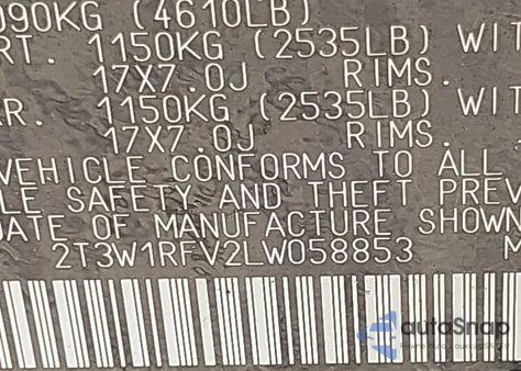 2020 Toyota Rav4 Xle from USA, damaged, VIN 2T3W1RFV2LW058853